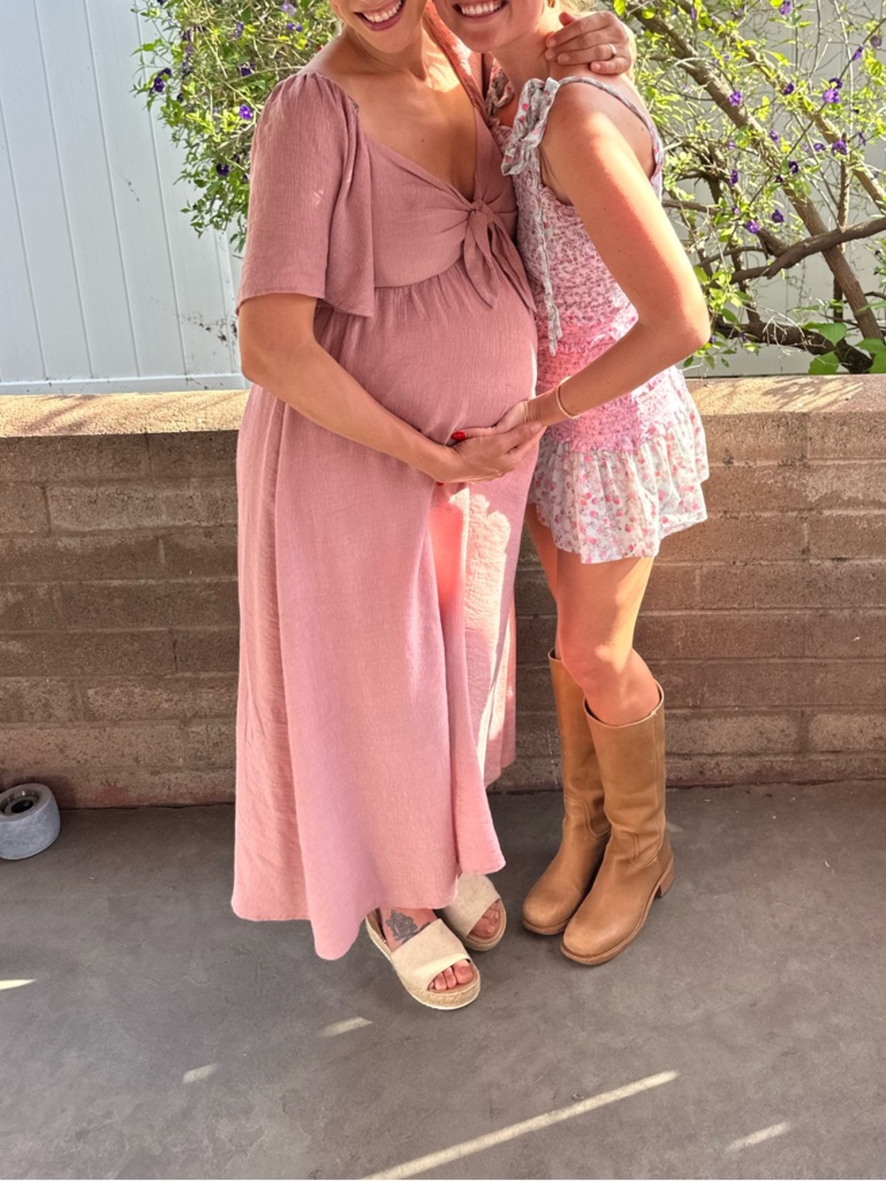 Pinkblush Ott Dusty Rose Midi Dress with Tie Front baby shower girl pink dress - Picture 5 of 7